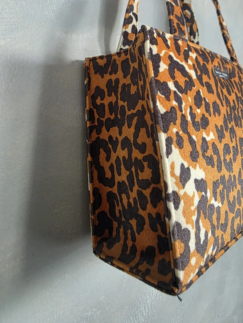 Kate Spade Icon Leopard Plush Felt Tote Shoulder Bag 10x8x4 Y2K Scene Rave